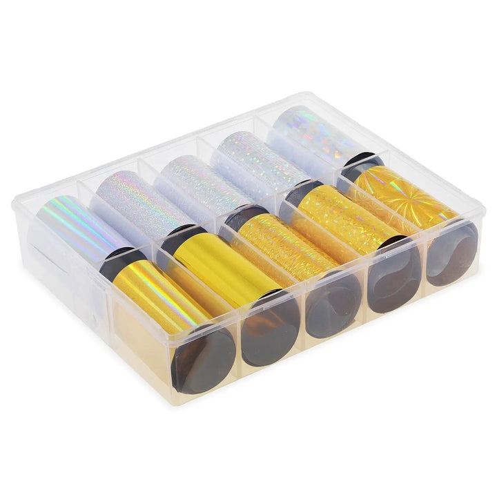 NFS-009 Gold & Silver Holographic - Transfer Foil Set   Naio Nails