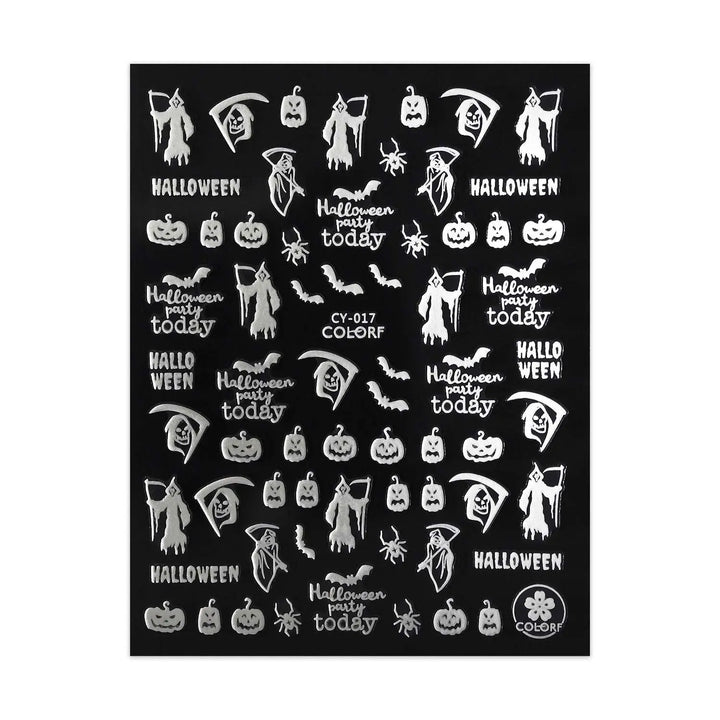 Glow in the Dark Halloween Stickers - Grim Reaper & Pumpkins   Naio Nails