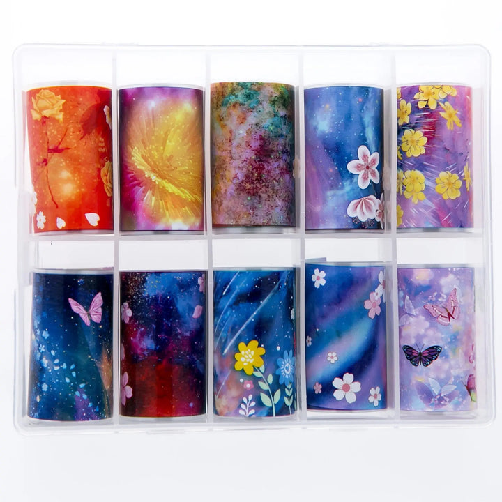 TFS-23 Vibrant Floral Galaxy Set of Foils   Naio Nails