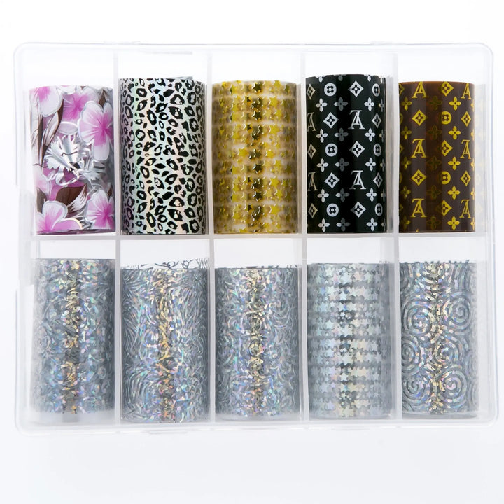 Assorted Holographic Patterns TFS-18 (Pack of 10)   Naio Nails