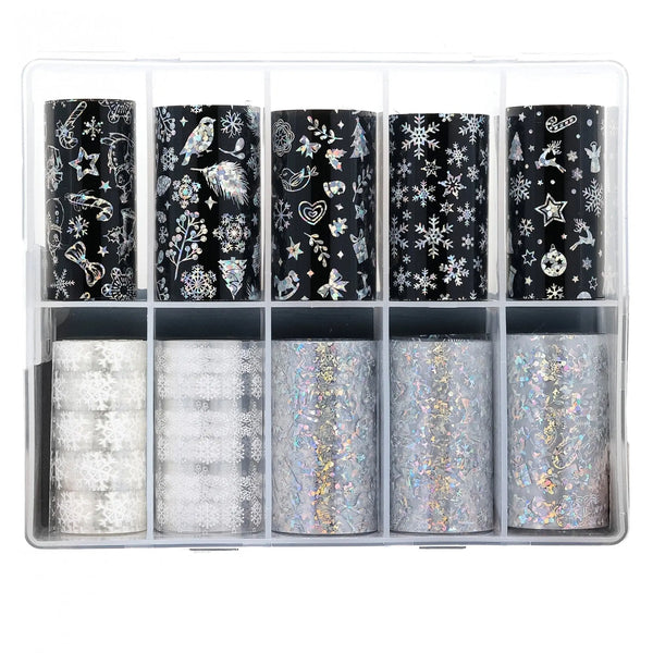 TFS-20 Black & White Christmas Selection of Transfer Foils   Naio Nails