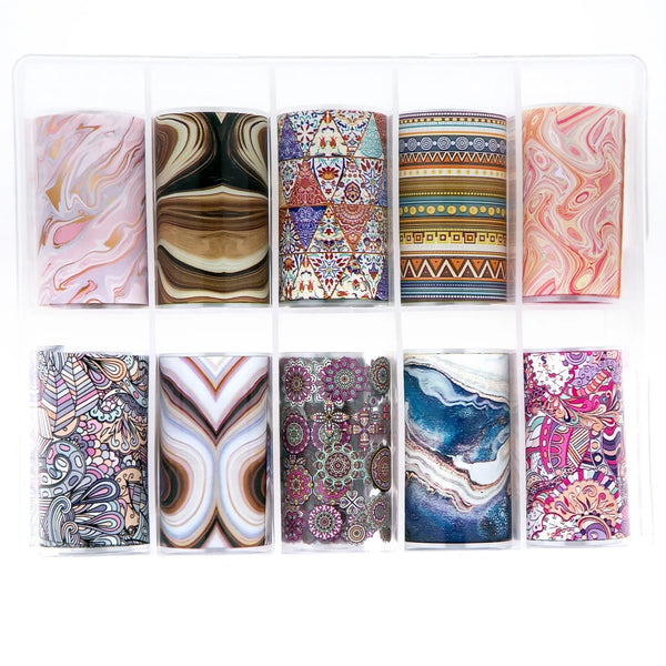 Assorted Marble & Paisley Patterns TFS-42 (Pack of 10)   Naio Nails