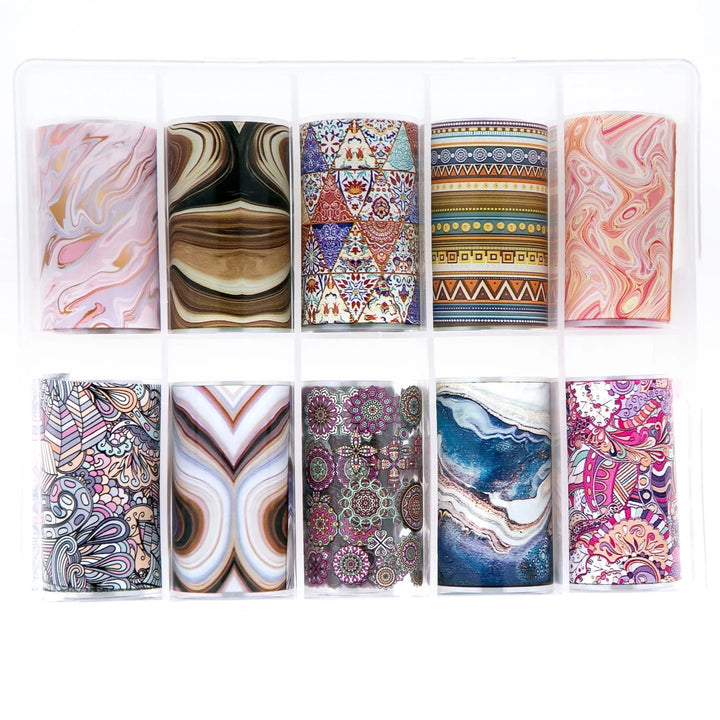 Assorted Marble & Paisley Patterns TFS-42 (Pack of 10)   Naio Nails