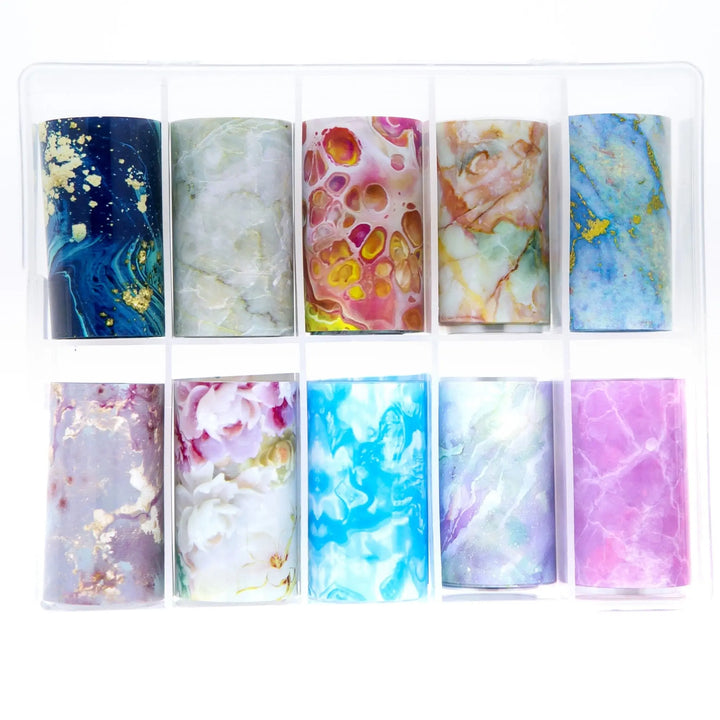 TFS-43 Set of Colourful Marble Designs Transfer Foils   Naio Nails