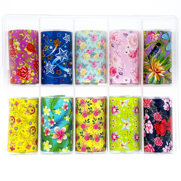 TFS-49 Selection of Primary Coloured Floral Foils   Naio Nails