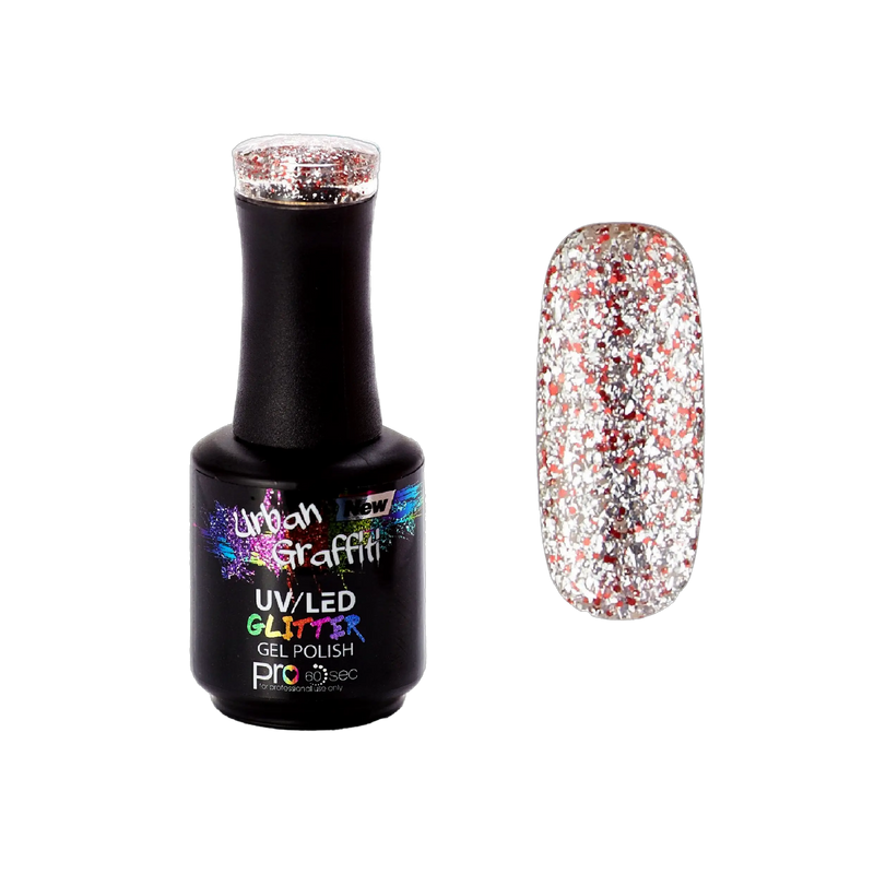 Apollo - UGGP-A0907 Urban Graffiti Kırmızı ve Gümüş Simli Jel Oje 15ml