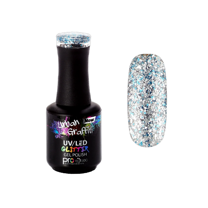 Cinders Terlikleri - UGGP-A0908 Urban Graffiti Gümüş ve Mavi Simli Oje 15ml