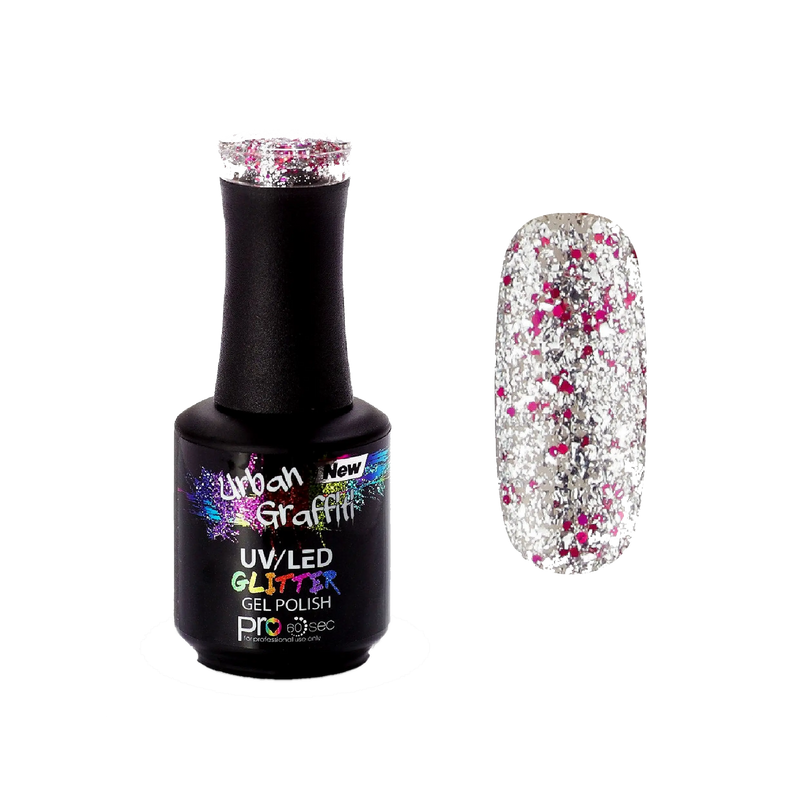 Dans Pisti - UGGP-A0909 Pembe ve Gümüş Simli Jel Oje Urban Graffiti 15ml